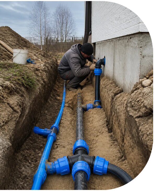 Монтаж наружного водопровода на участке под ключ в Шуе